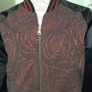 Tallia Jacket Mens Black Rose Print Bomber Reversible